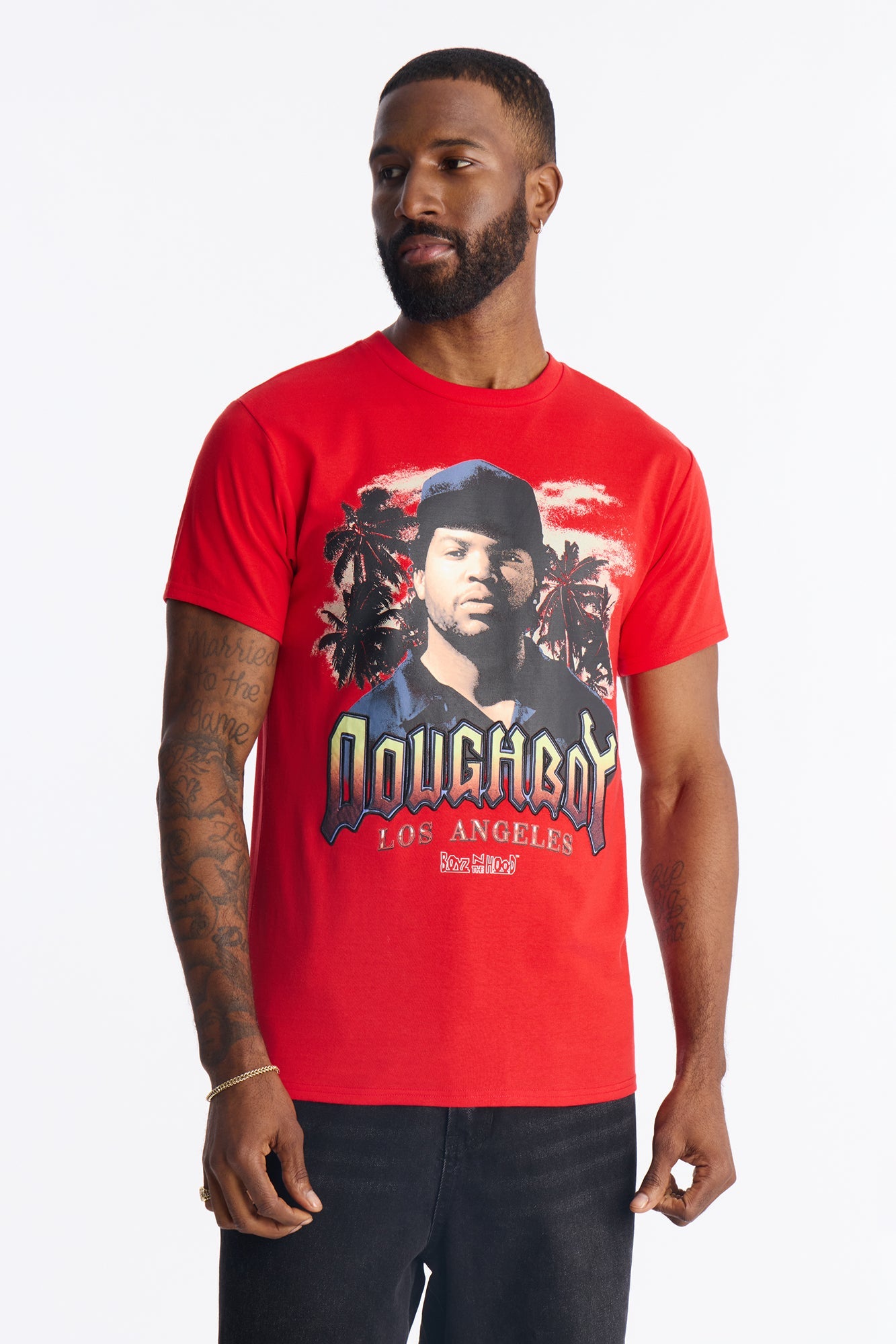 Boyz N The Hood Doughboy Embroidered Short Sleeve Tee - Red