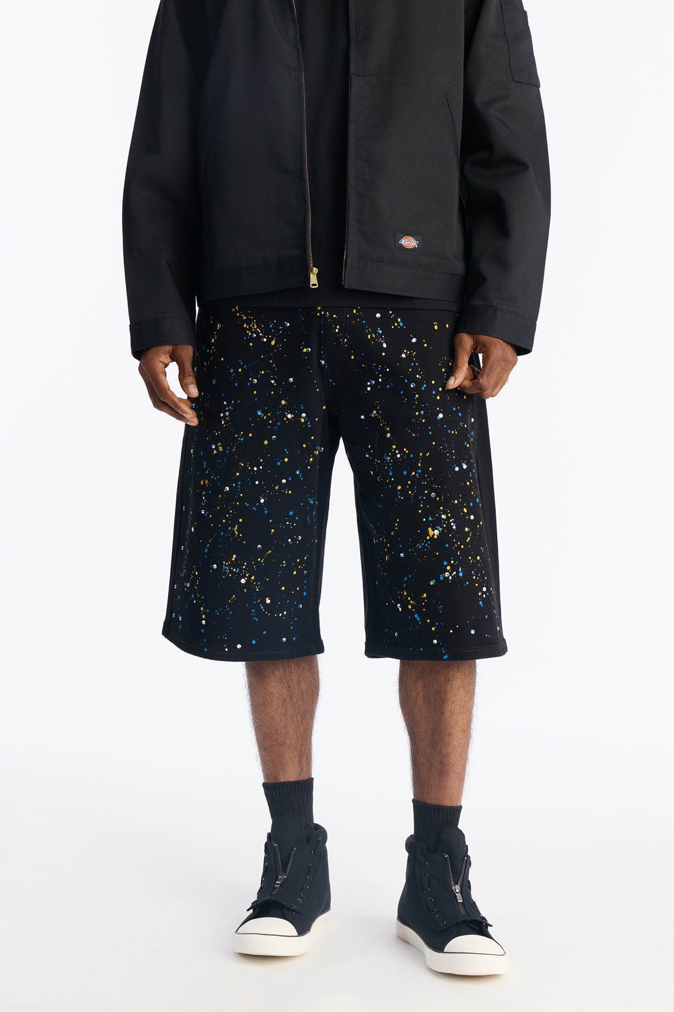 Baggy Drip Bling Denim Short - Black