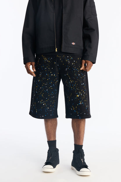 Baggy Drip Bling Denim Short - Black