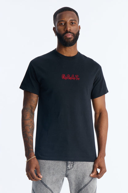 GOAT Embroidery Short Sleeve Tee - Black