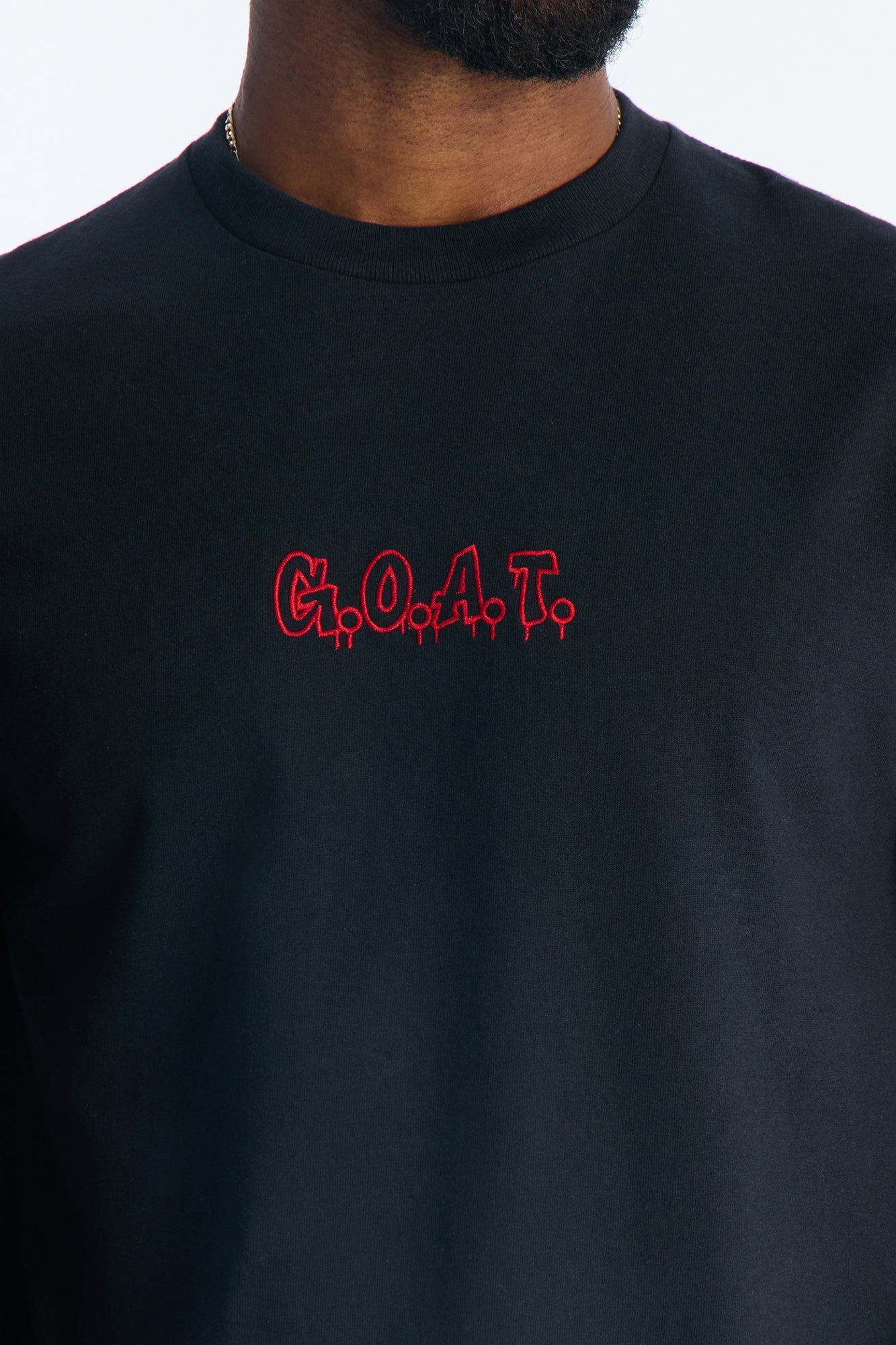GOAT Embroidery Short Sleeve Tee - Black