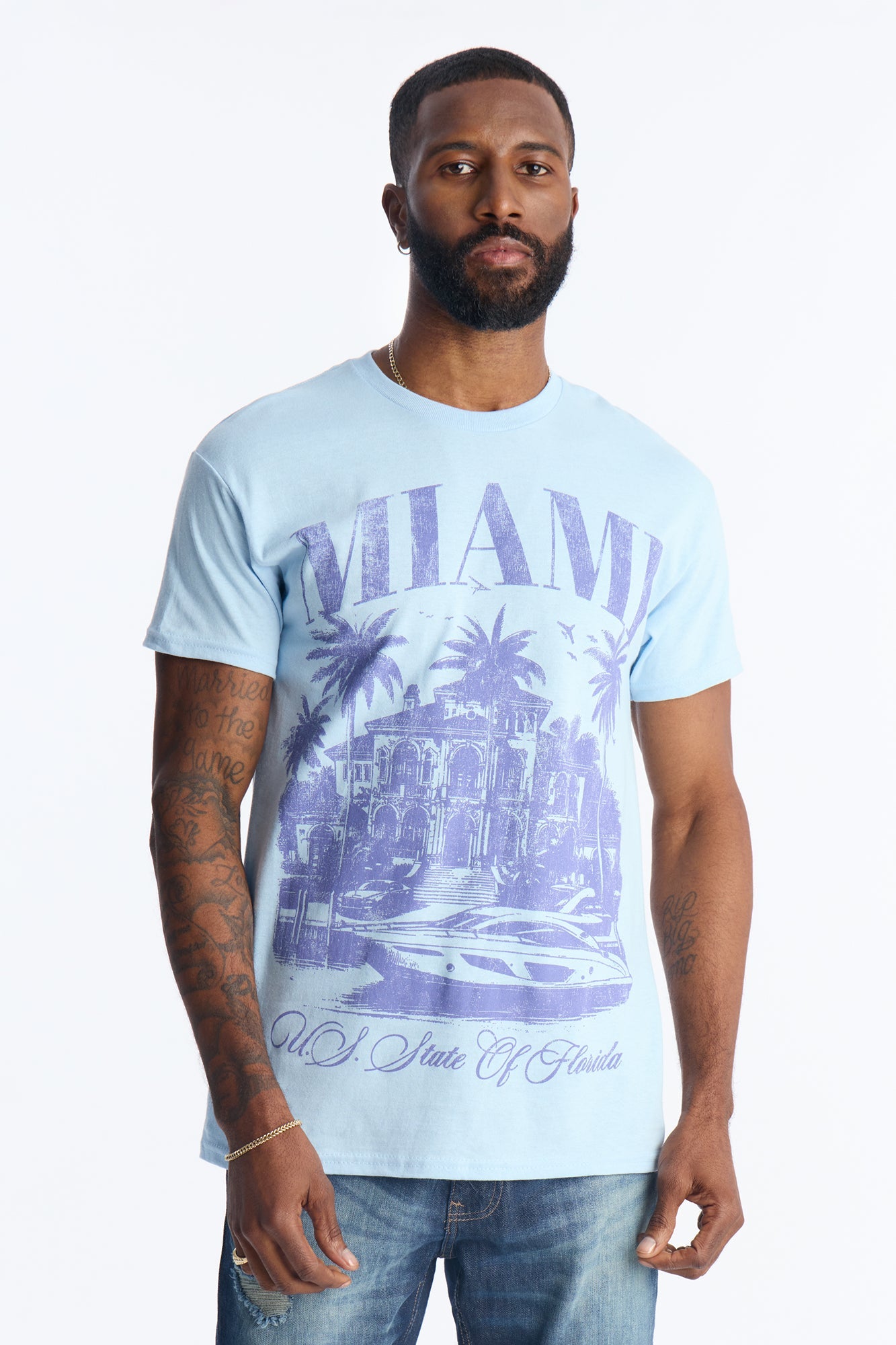 Miami Mansion Short Sleeve Tee - Light Blue
