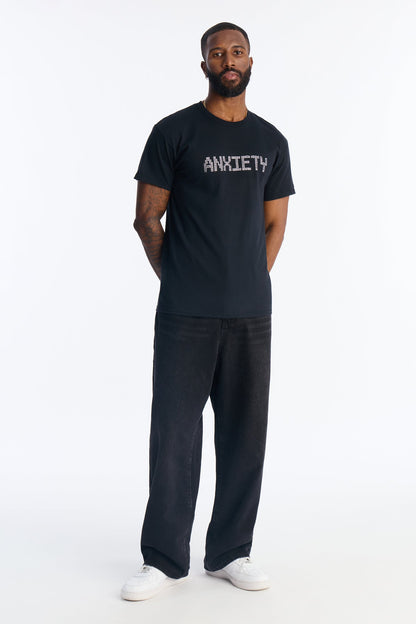 Anxiety Rhinestone Short Sleeve Tee - Black