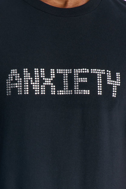 Anxiety Rhinestone Short Sleeve Tee - Black