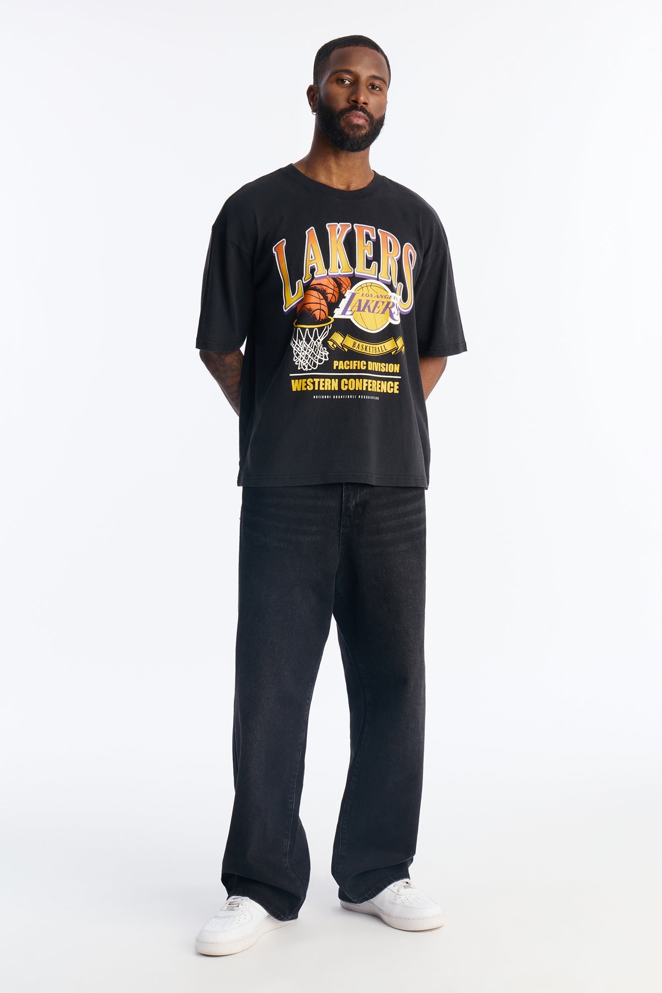 Lakers For The City Short Sleeve Tee - Black Wash
