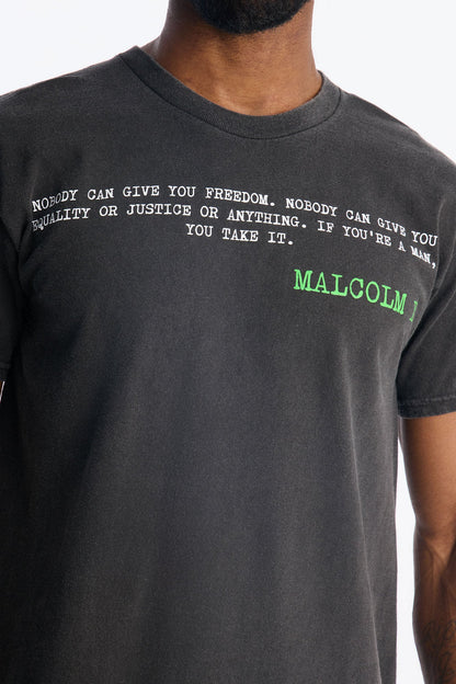 The Voice Of Malcom X Short Sleeve Tee - Black Wash