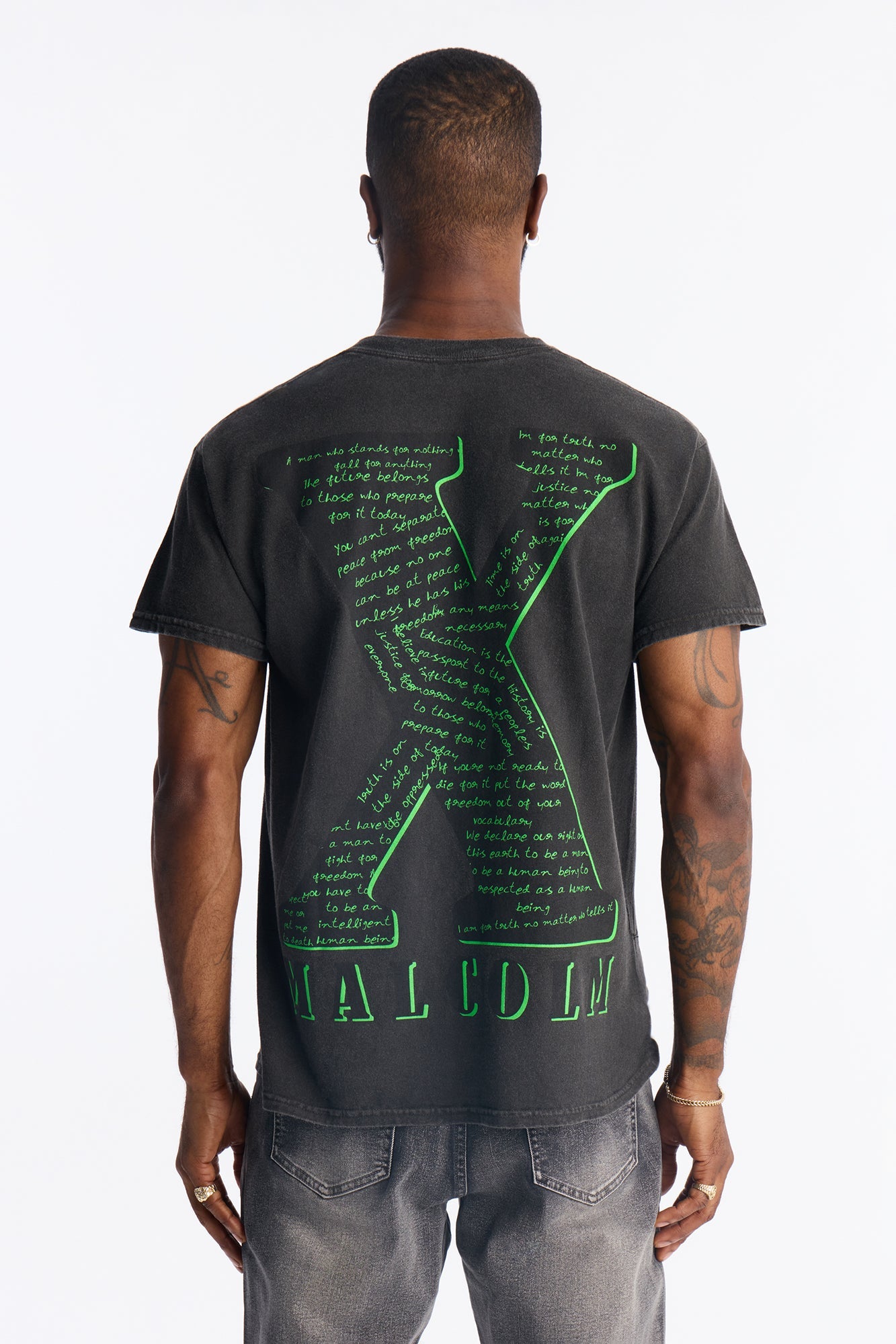 The Voice Of Malcom X Short Sleeve Tee - Black Wash