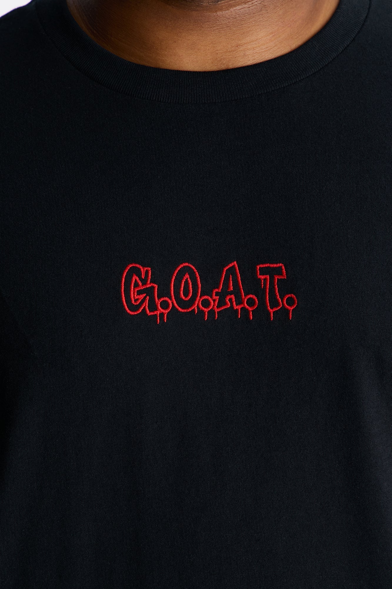GOAT Embroidery Short Sleeve Tee - Black