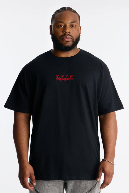 GOAT Embroidery Short Sleeve Tee - Black