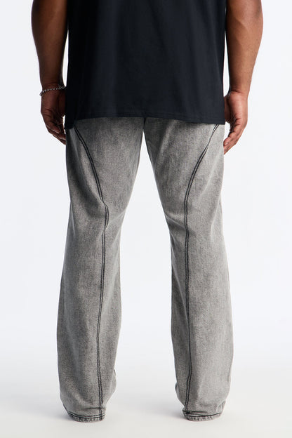 Stacked Skinny Flare Thick Thread Jean - Grey