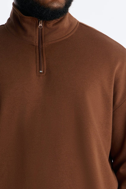 Built For Success Quarter Zip Sweatshirt - Chocolate