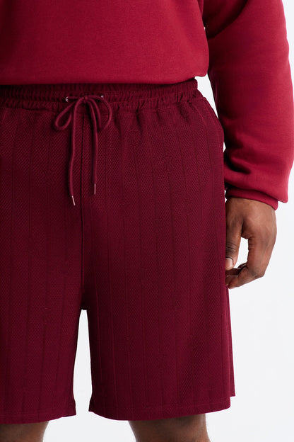 Striped Heritage Jacquard Short - Burgundy