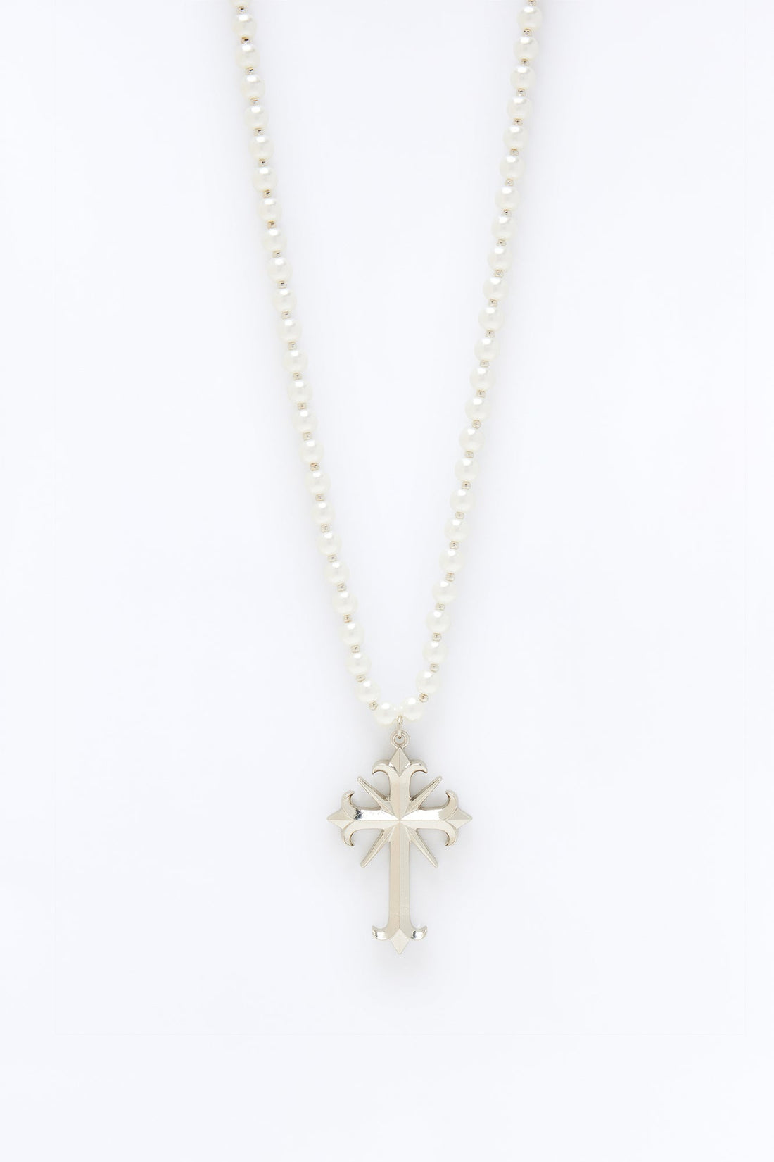 Taylor Pearl Cross Pendant Necklace - Silver