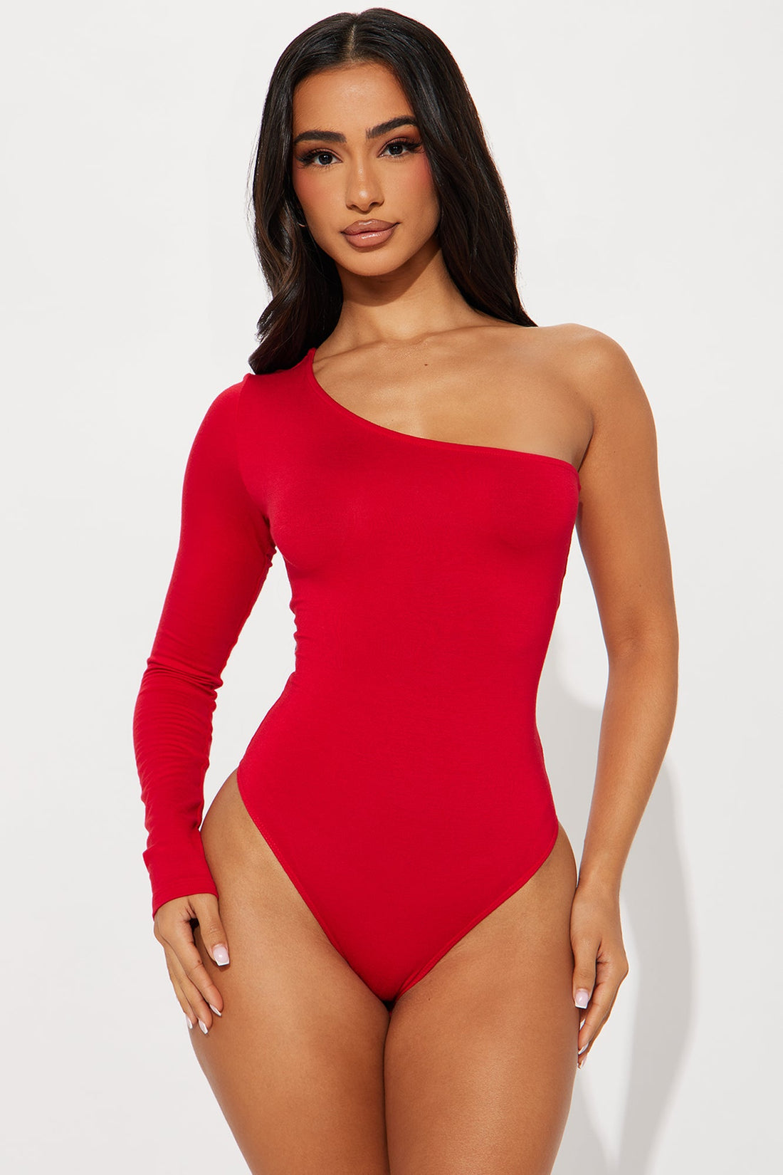 Zoey One Shoulder Bodysuit - Red