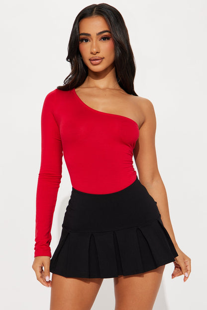 Zoey One Shoulder Bodysuit - Red
