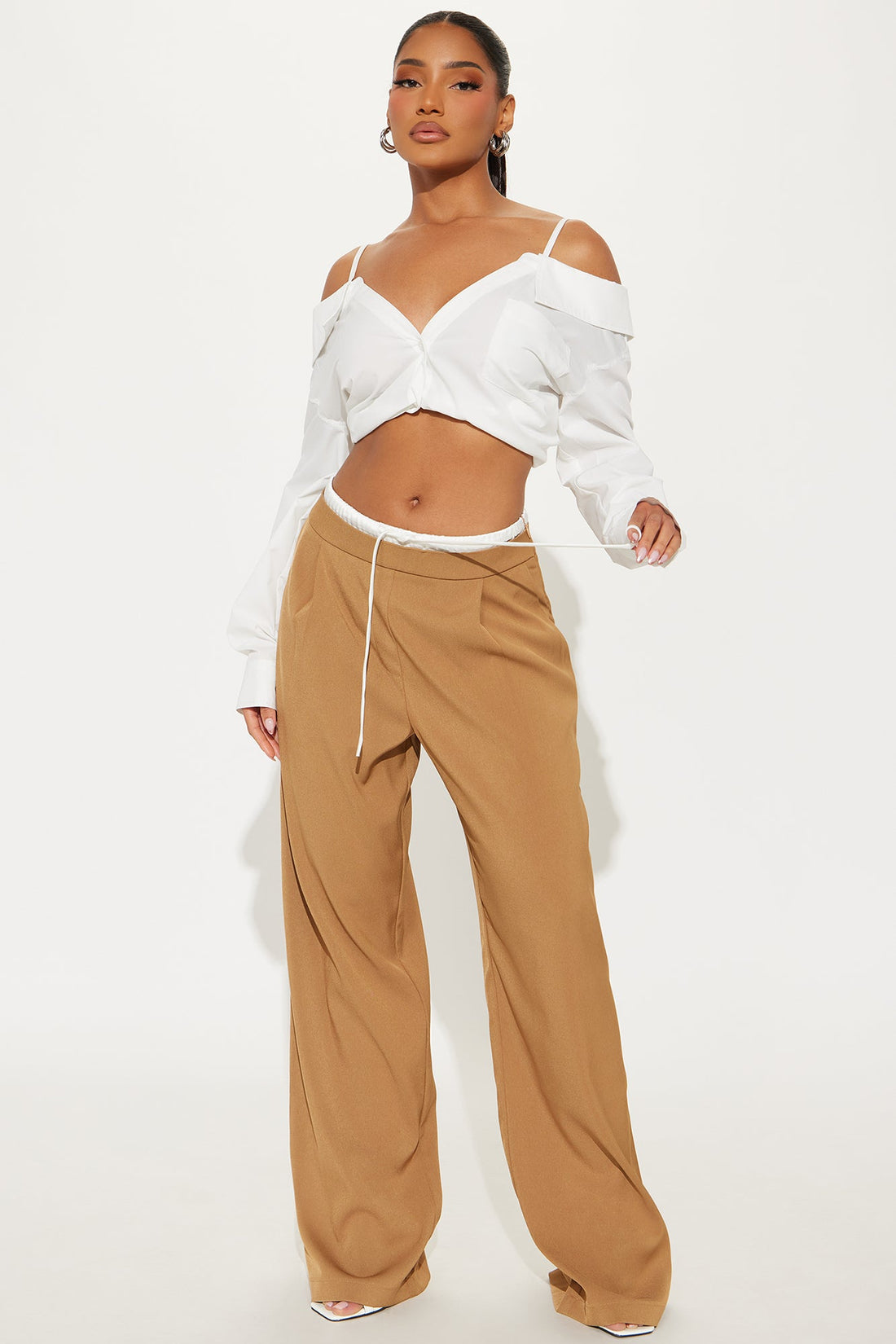 Sydney Double Waistband Trouser - Mocha