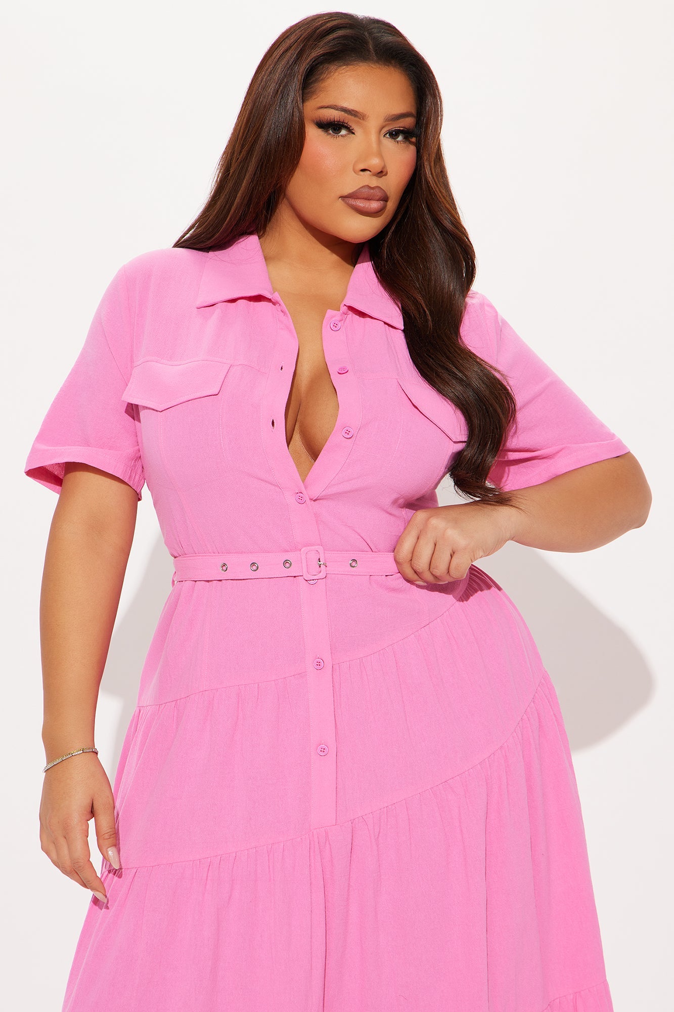 Julia Maxi Shirt Dress - Pink