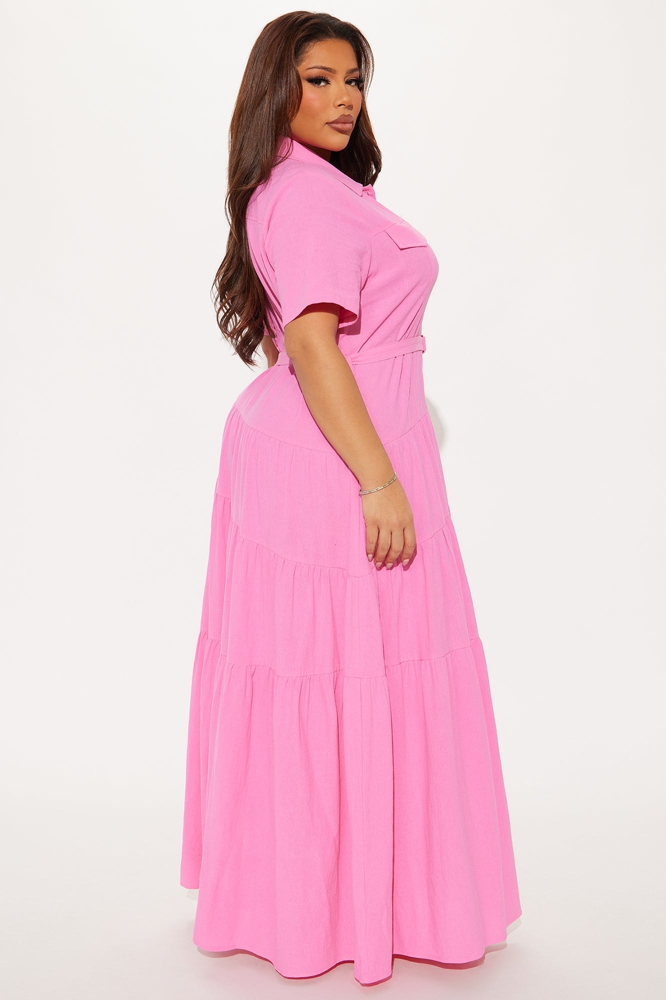 Julia Maxi Shirt Dress - Pink