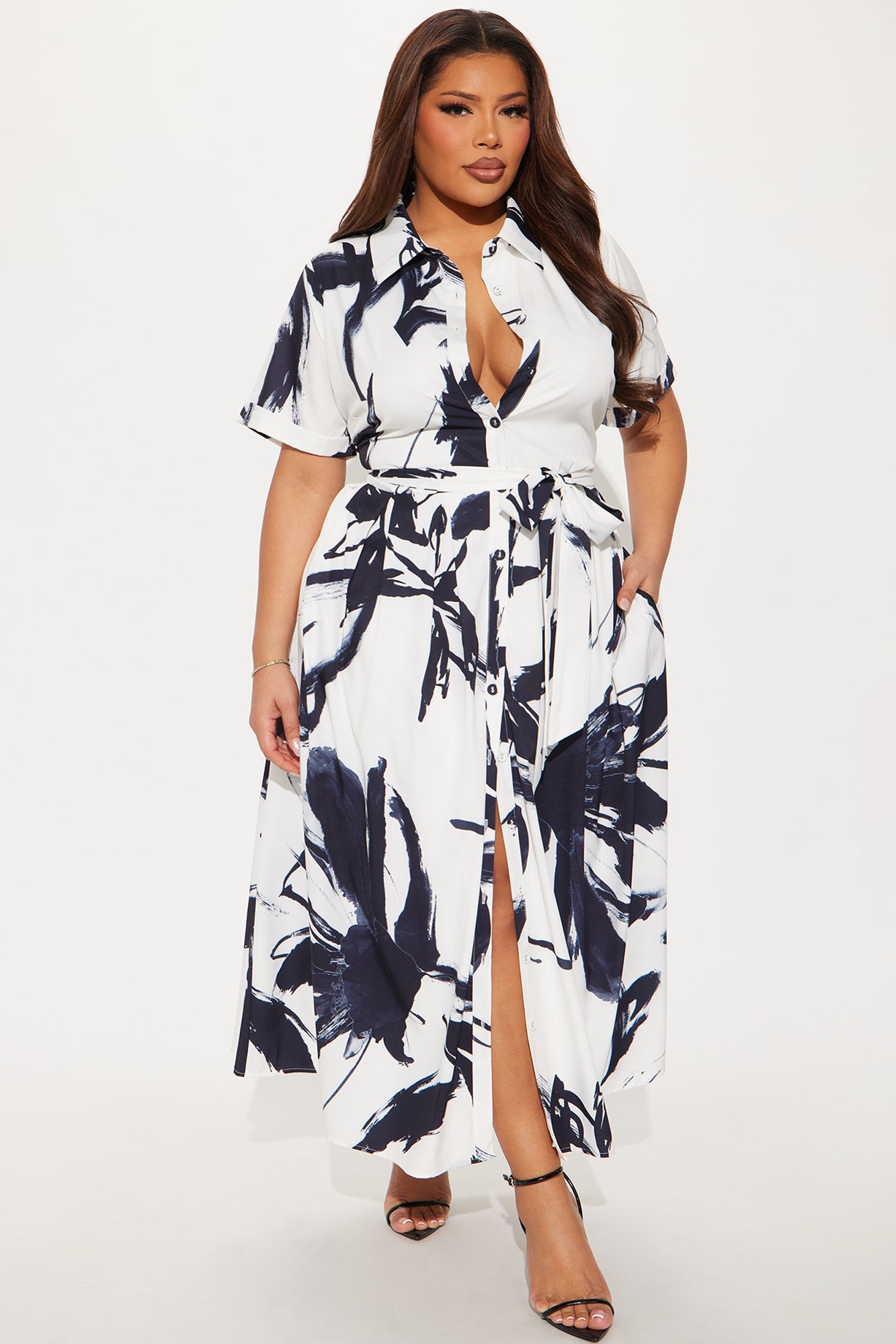 Mel Maxi Shirt Dress - White/Black