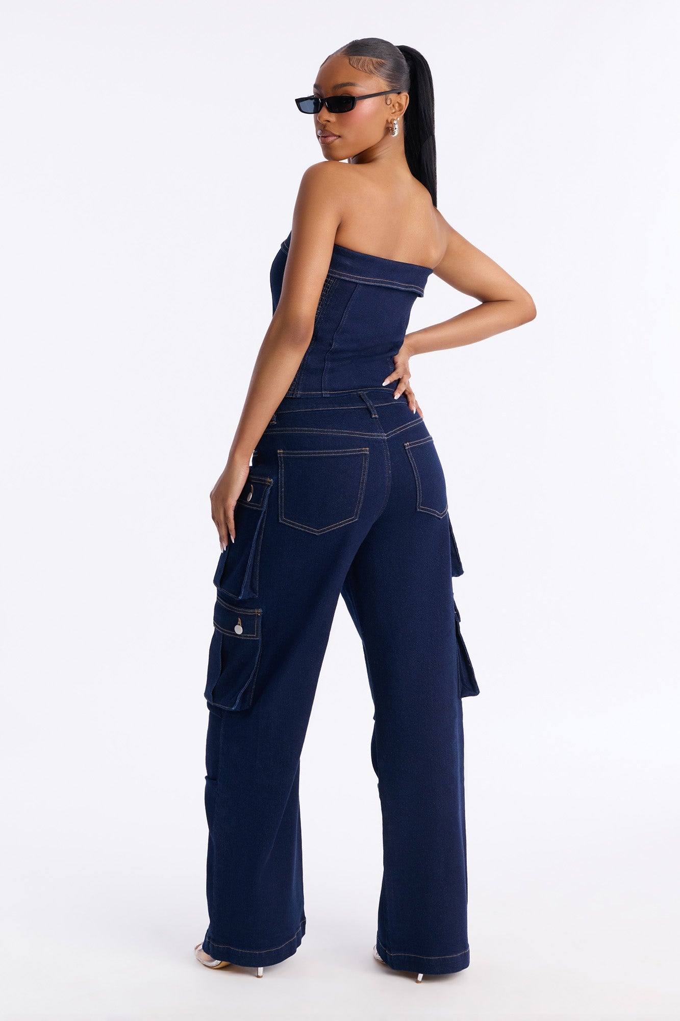 Ciara Denim Pant Set - Dark Denim