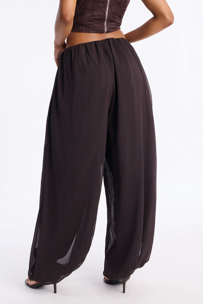 Stella Chiffon Balloon Pants 29″ - Chocolate