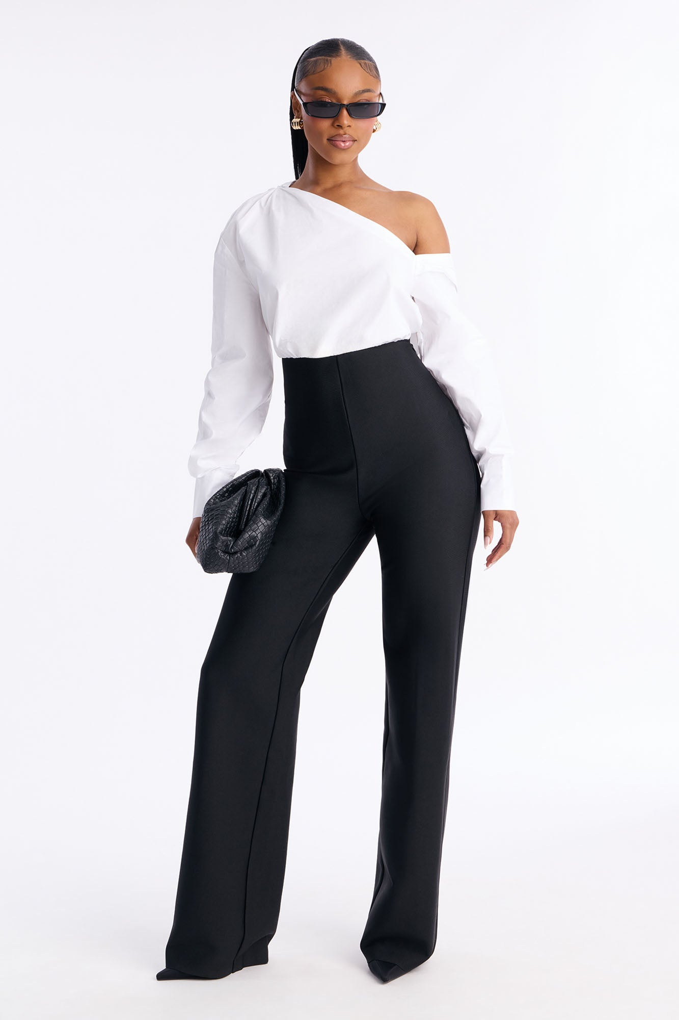 Bre Bandage Off Shoulder Jumpsuit - White/Black