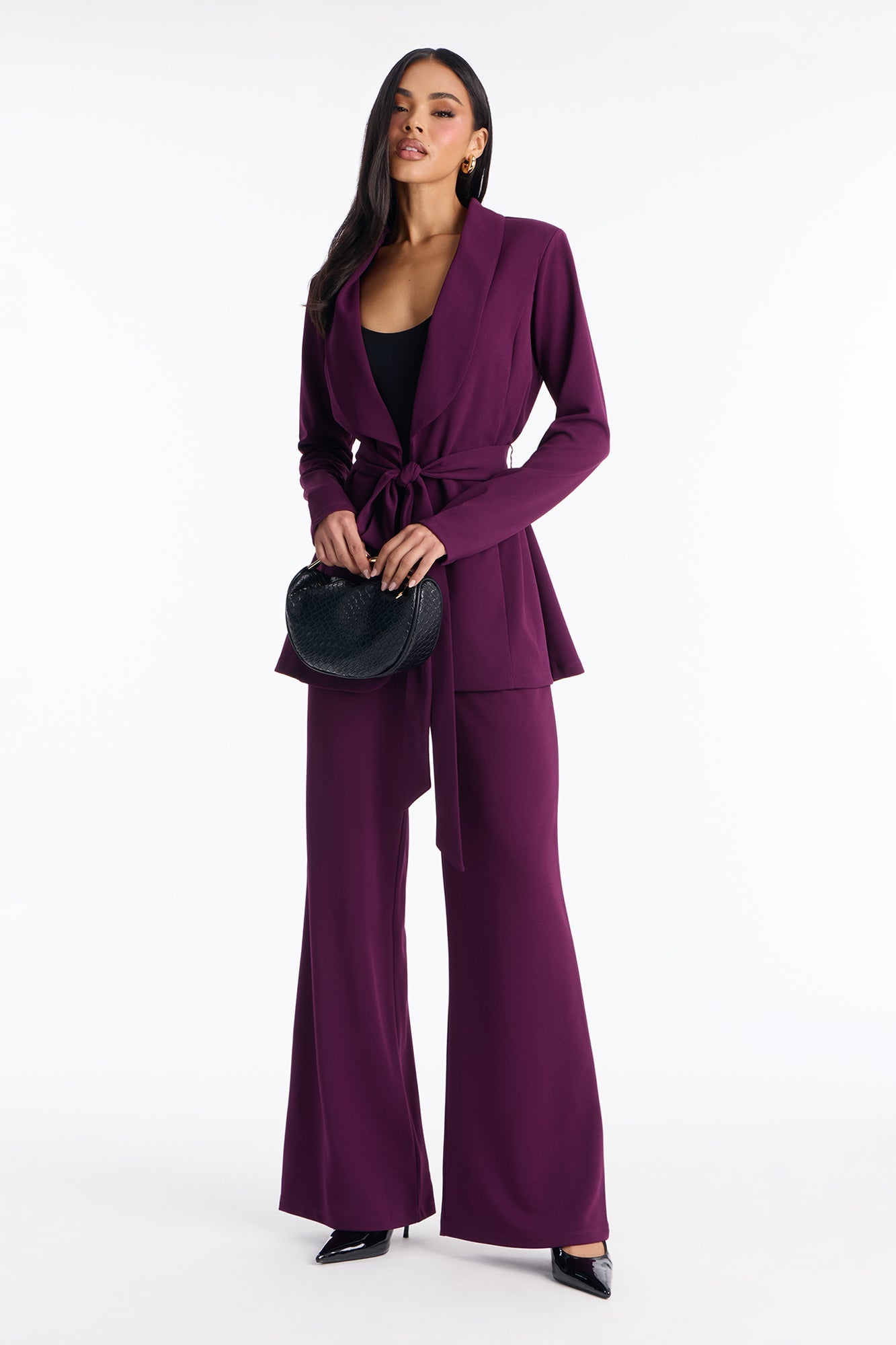 CEO Vibes Blazer Set - Plum