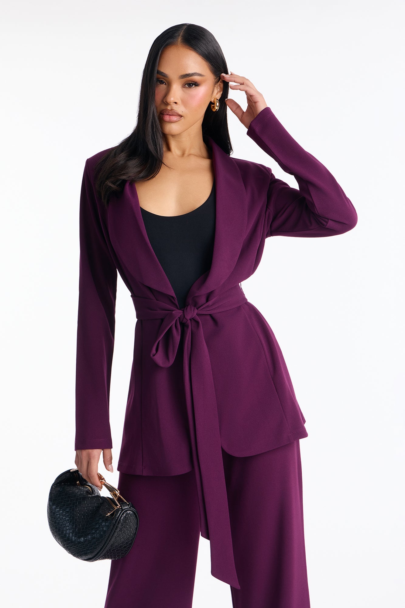 CEO Vibes Blazer Set - Plum