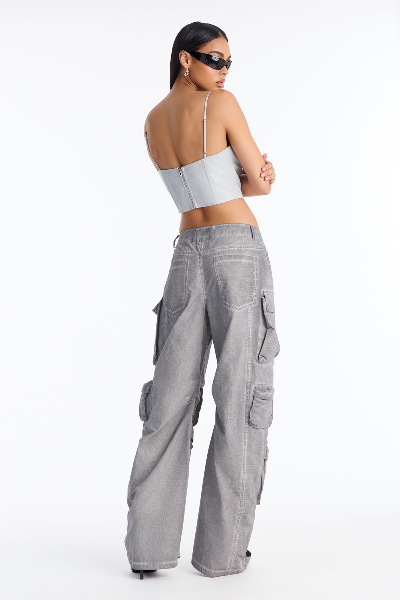 Talk It Up Oversized Cargo Pant - Charcoal