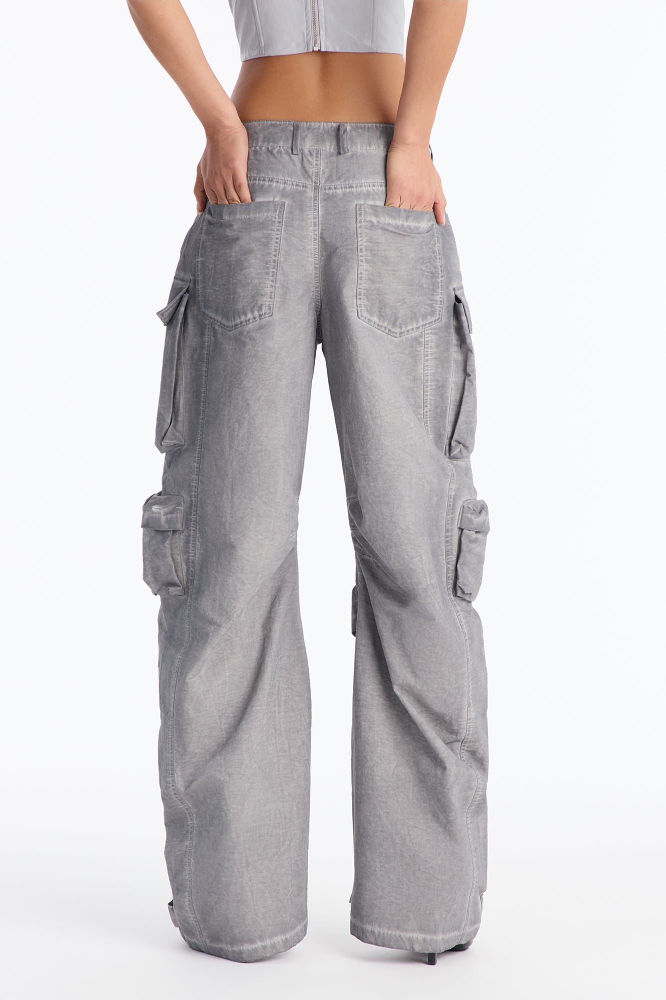 Talk It Up Oversized Cargo Pant - Charcoal