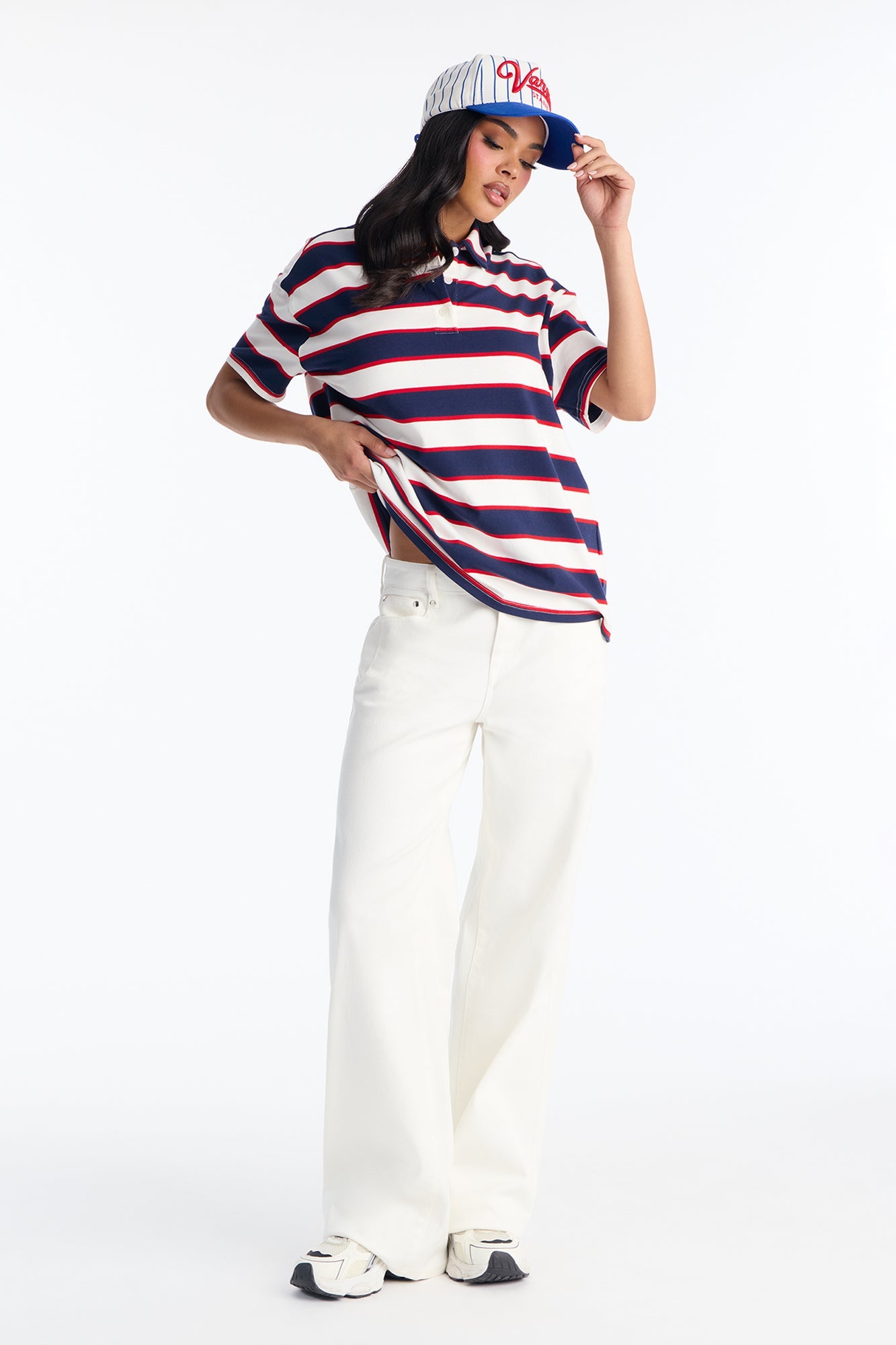 Santorini Studded Stretch Wide Leg Jeans - White