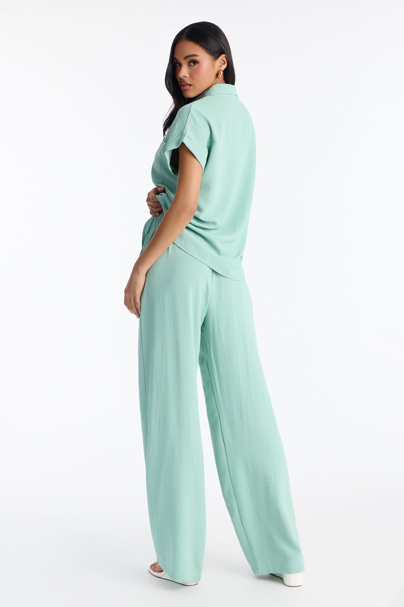 Makela Flowy Wide Leg Pant Set - Sage