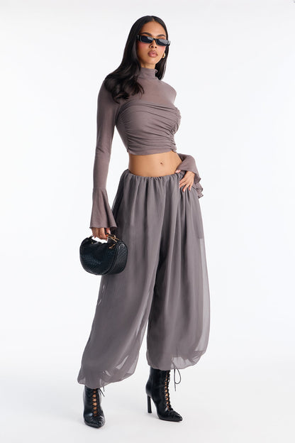 Stella Chiffon Balloon Pants 29″ - Grey