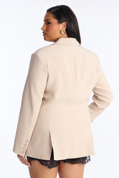 Giselle Double Breasted Hourglass Blazer - Stone