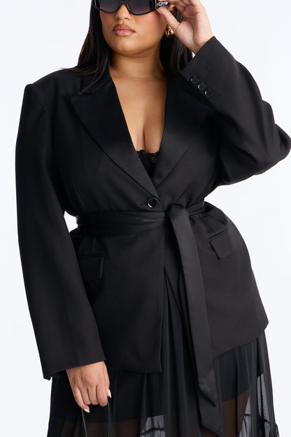 Bianca Cinched Blazer And Maxi Skirt Set - Black