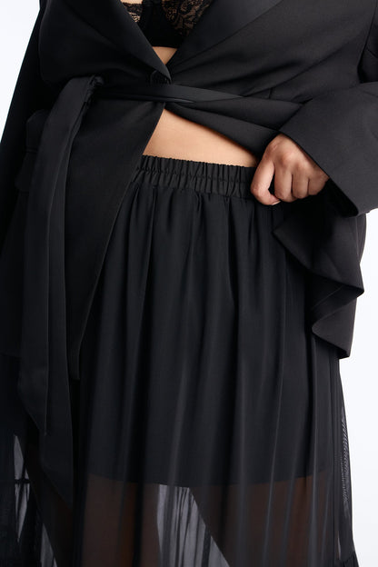 Bianca Cinched Blazer And Maxi Skirt Set - Black