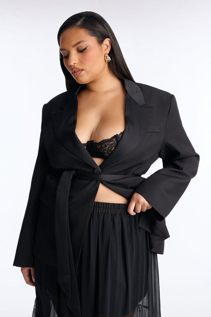 Bianca Cinched Blazer And Maxi Skirt Set - Black