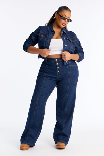 Lost In Love Stretch Denim Jacket - Dark Wash