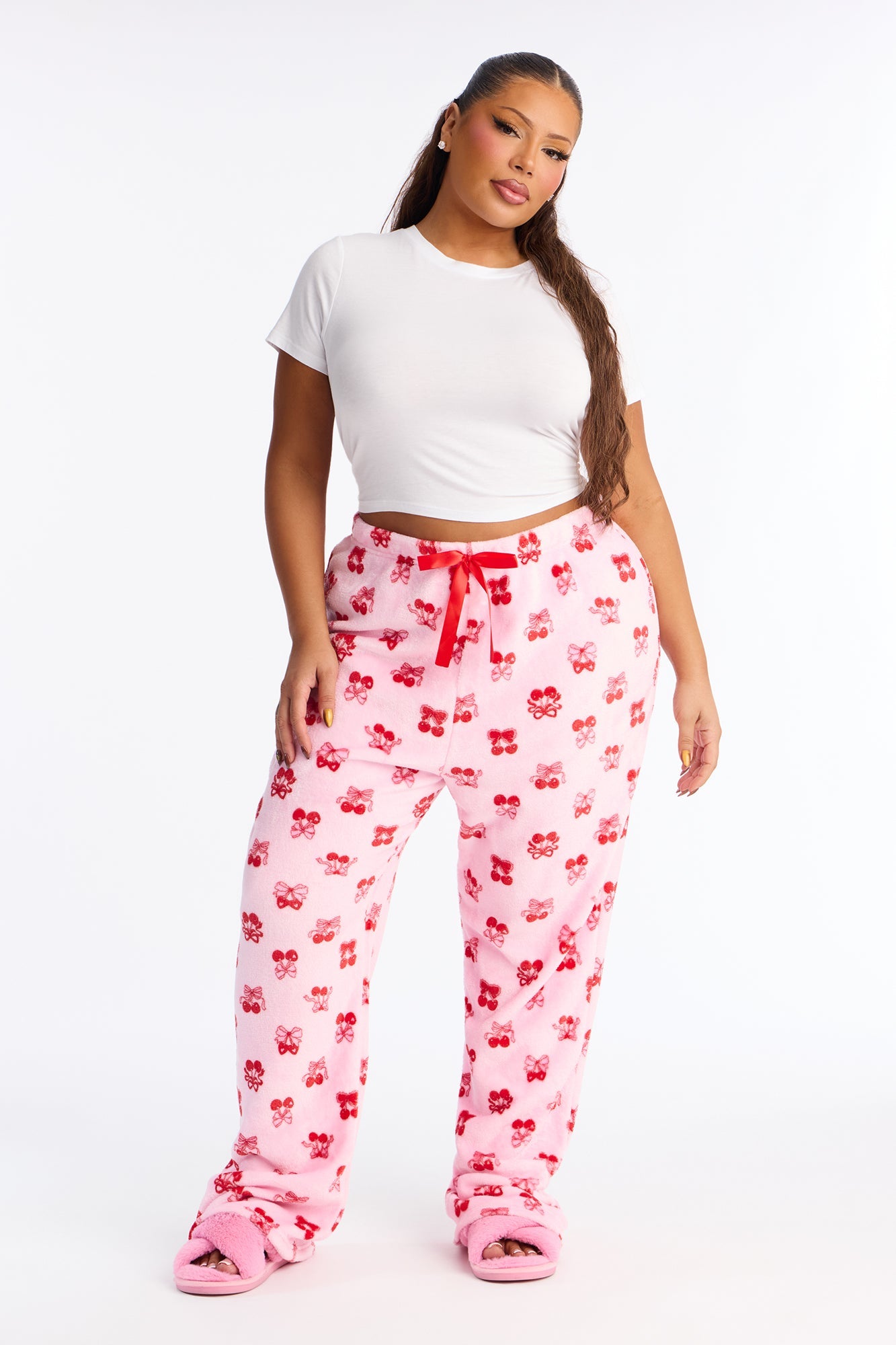 Very Cherry Plush PJ Pants - Pink/combo