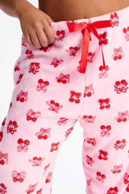 Very Cherry Plush PJ Pants - Pink/combo