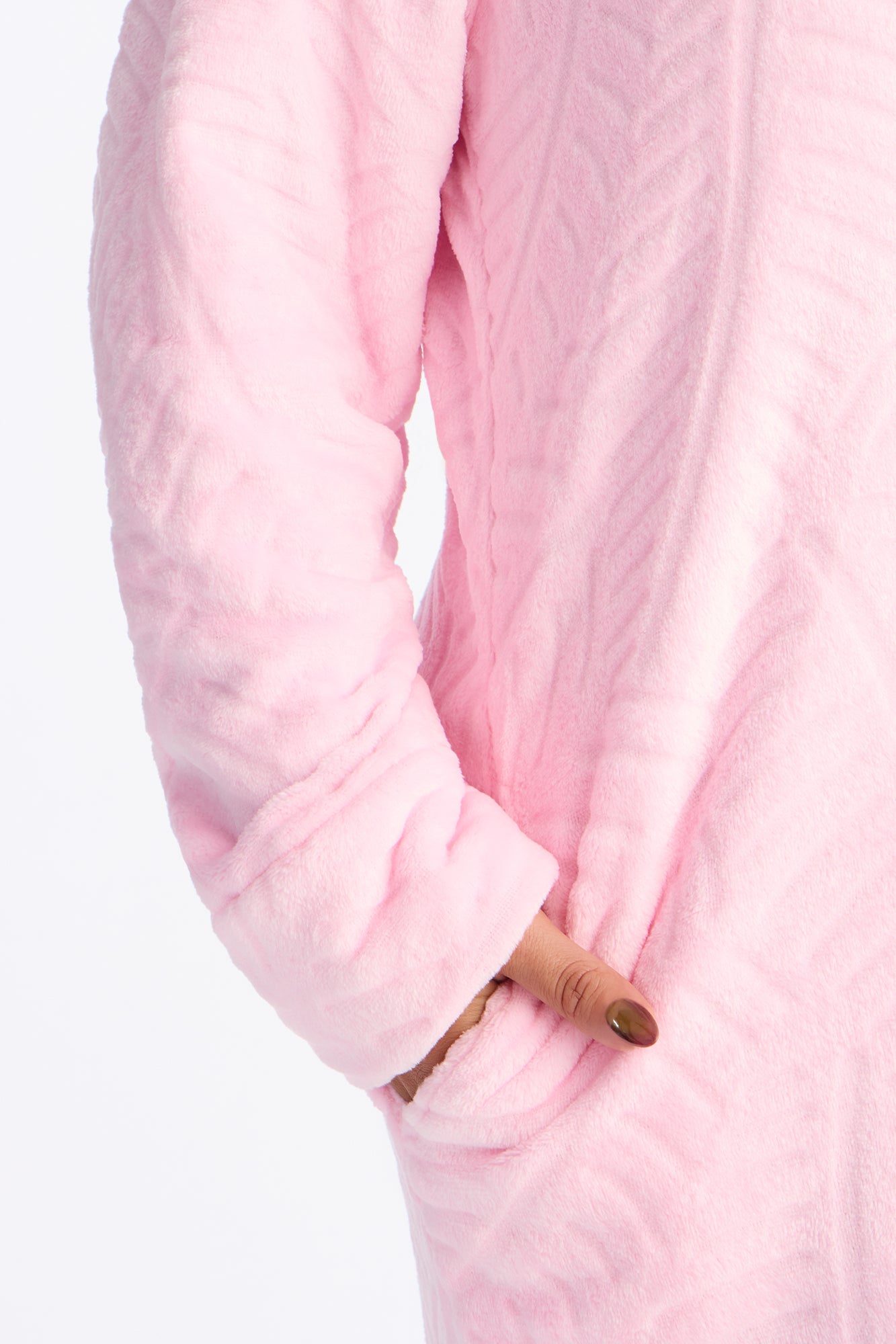 Sleepy Mood Fleece Zip Front Robe - Pink