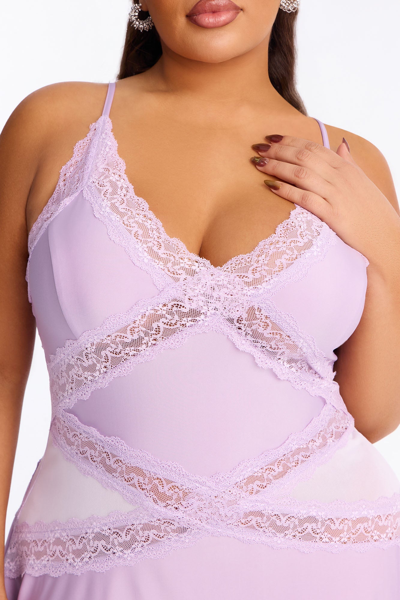 Soft Girl Era Lace Trim Mini Dress - Lavender