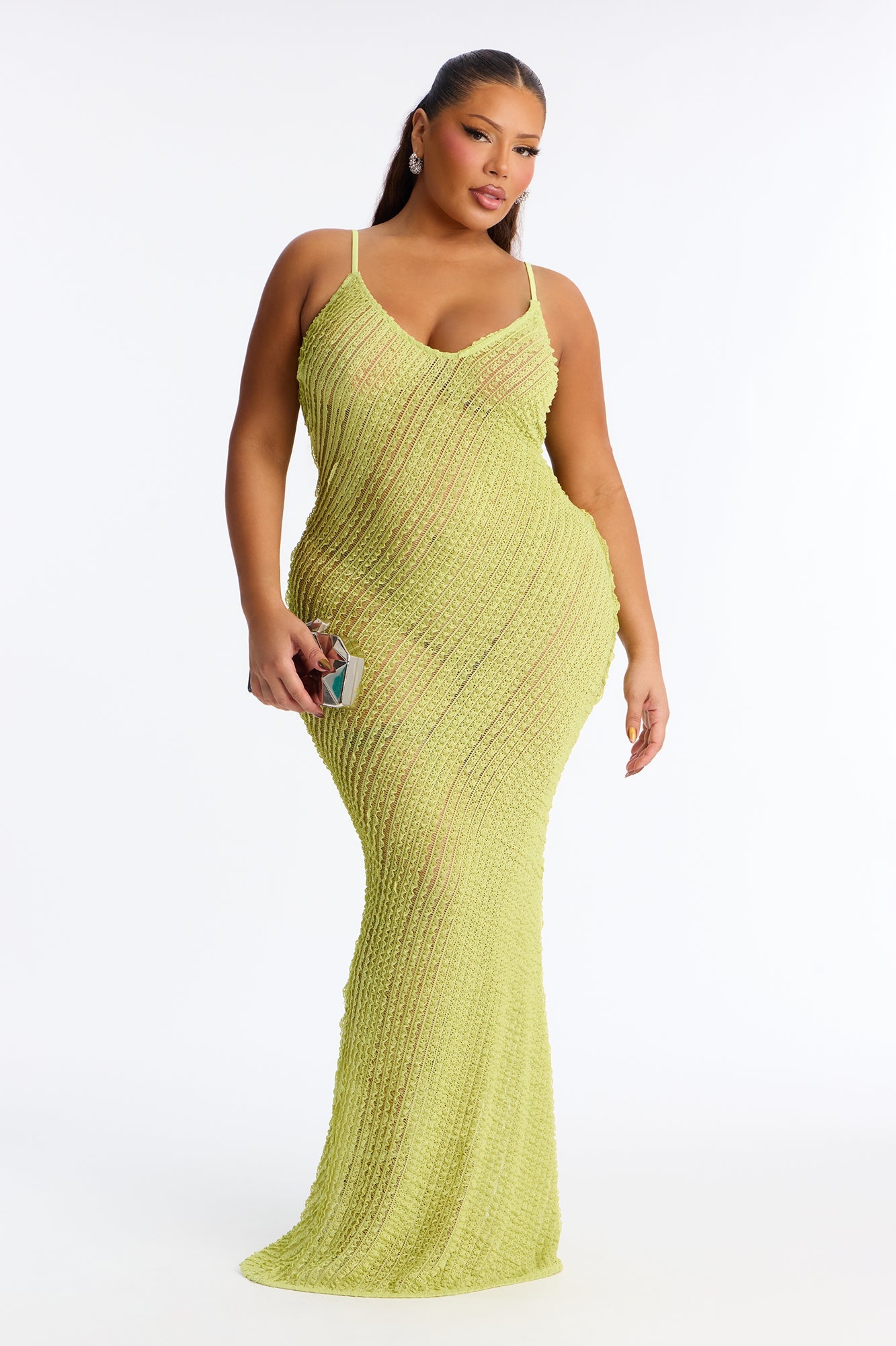 Bold Simplicity Textured Maxi Dress - Green