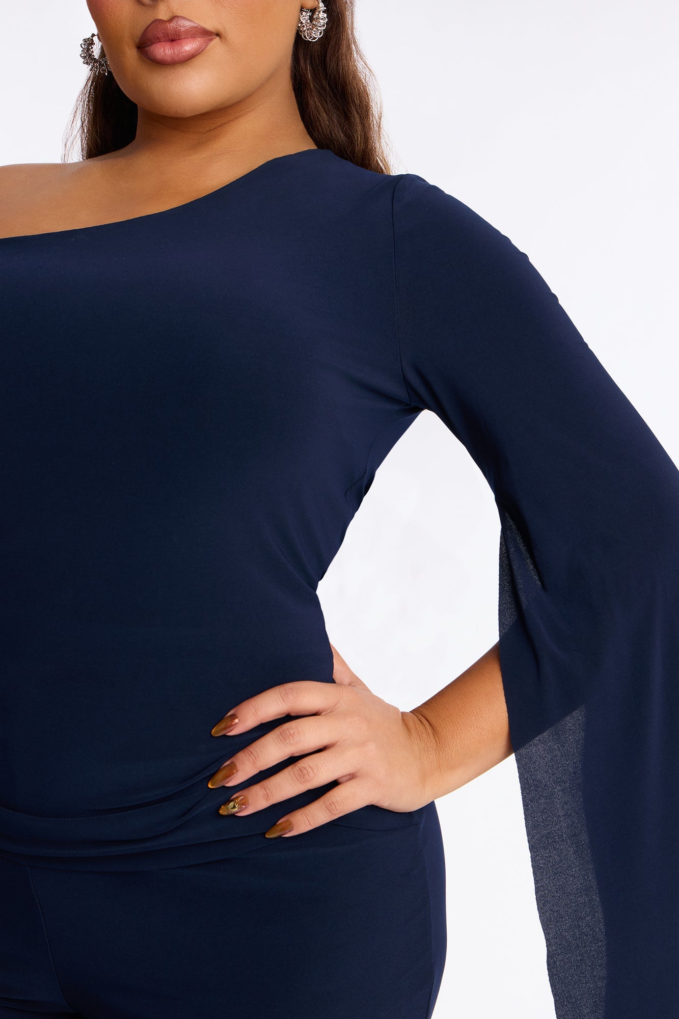 Giselle Off Shoulder Wide Leg Jumpsuit - Navy