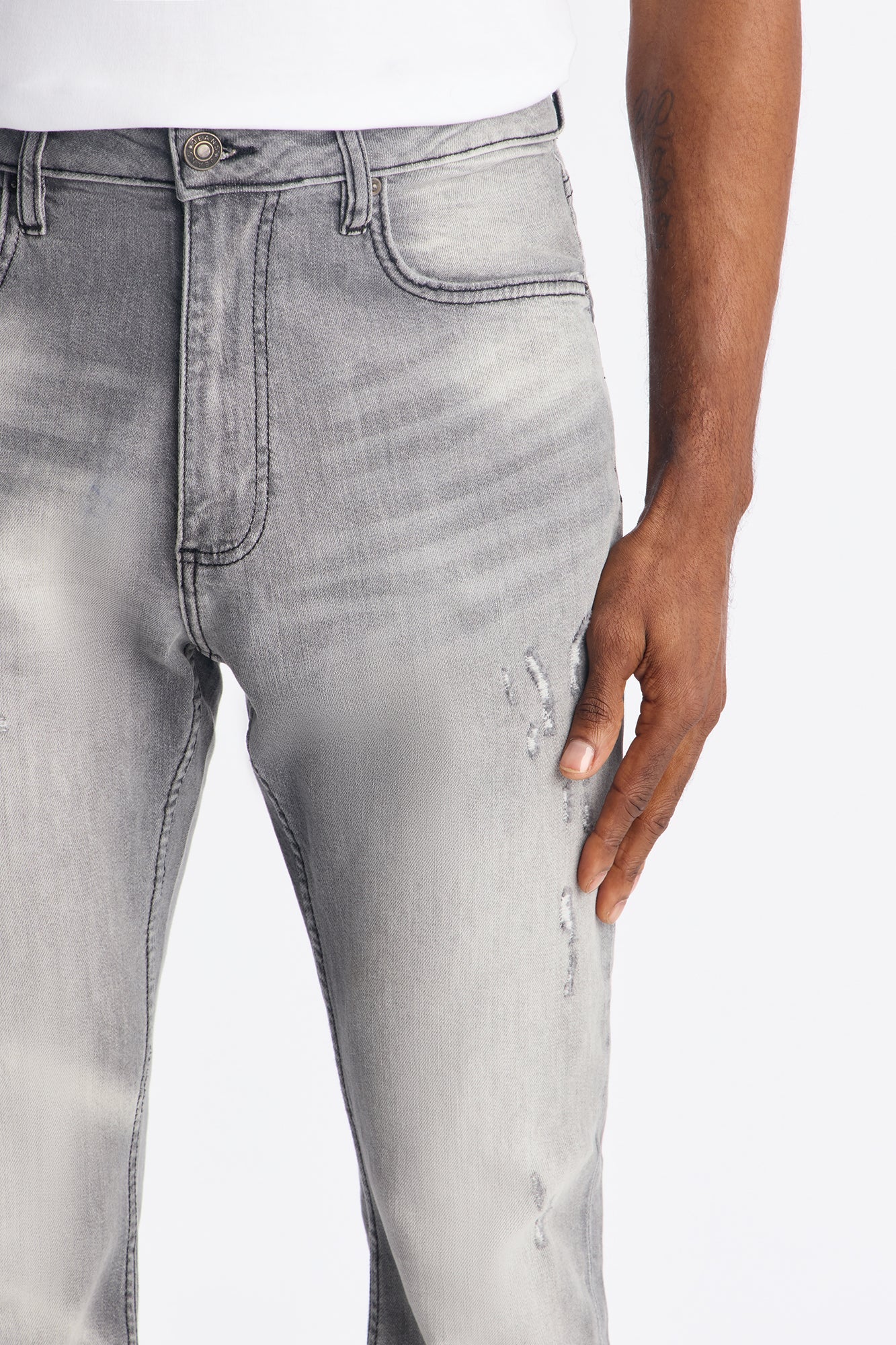 Stacked Skinny Flare Take My Time Jean - Grey