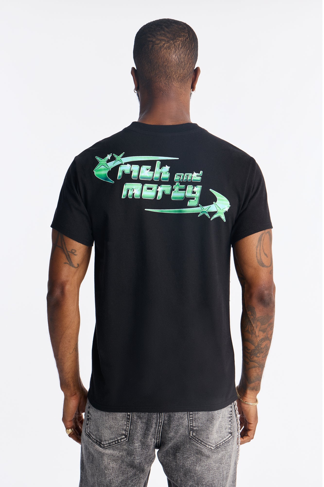 Rick And Morty Embroidered Short Sleeve Tee - Black