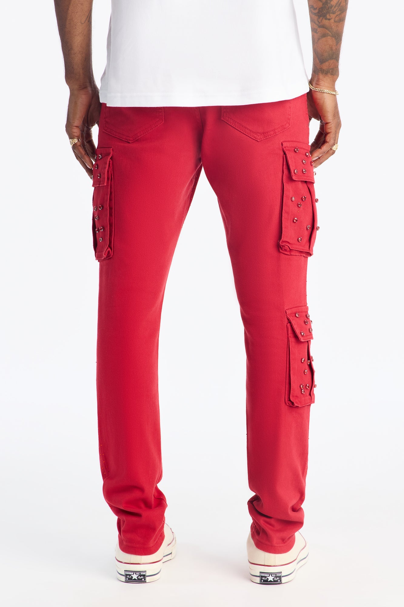 Skinny Prosperity Drip Embellished Pant - Red