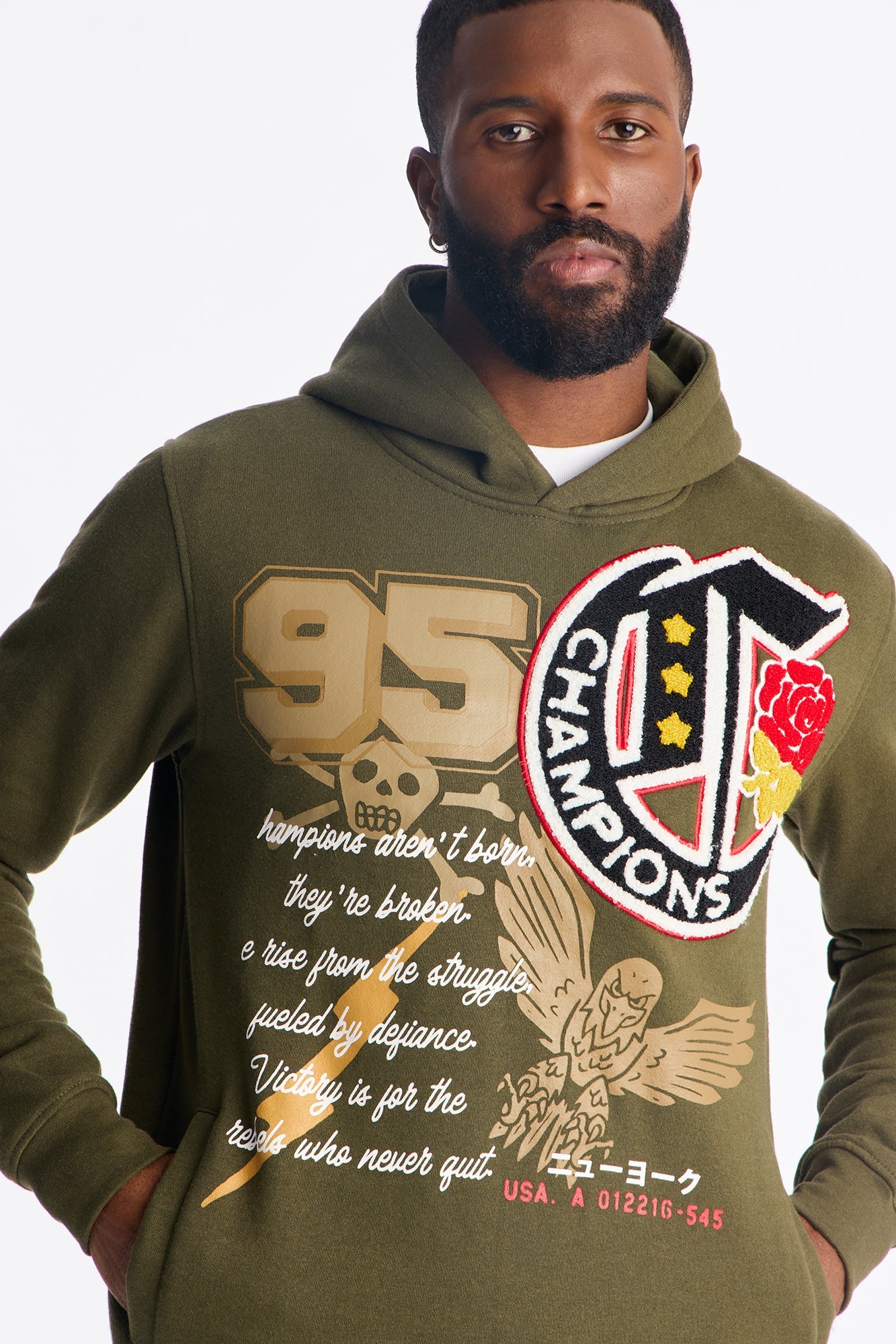 Self Made Champion Patch Hoodie - Green