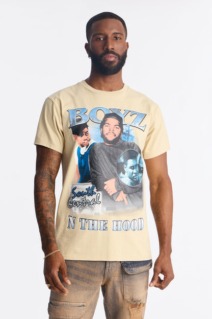 Boyz N The Hood Embroidered Short Sleeve Tee - Sand