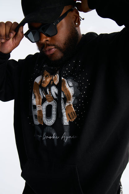 YoungBoy NBA Rhinestone Hoodie - Black